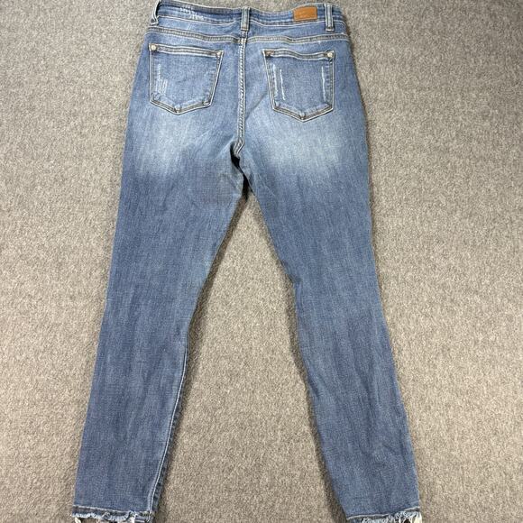Judy Blue Jeans Womens 9 29 Slim Fit Distressed Ripped Raw Hem Stretch Denim Pan - Picture 5 of 8